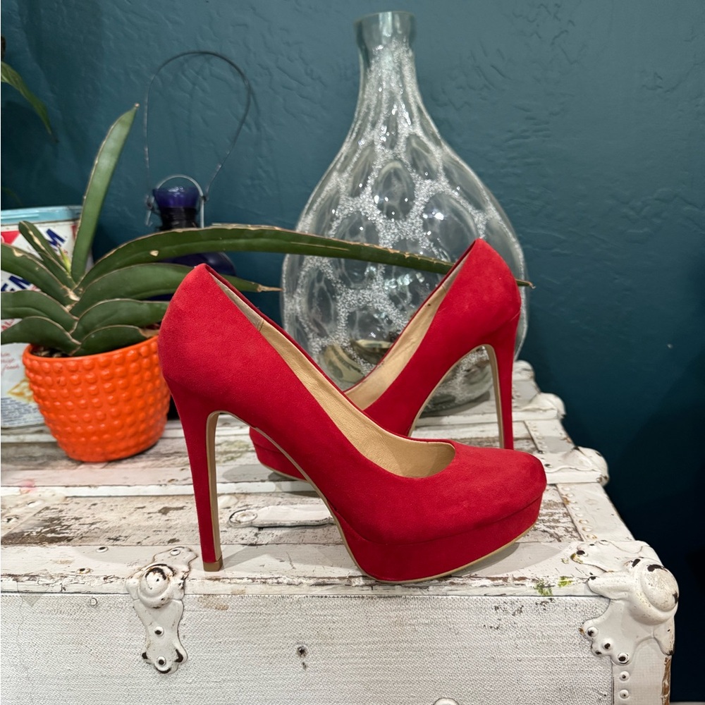 Chinese Laundry Red Suede Platform Heels